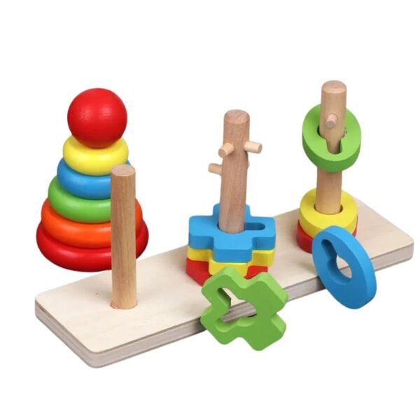 Jucarie de sortare Montessori, cu inele si diverse forme