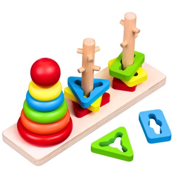 Jucarie de sortare cu inele, Jucarie Montessori, Jucarie de lemn, Jucarie copii