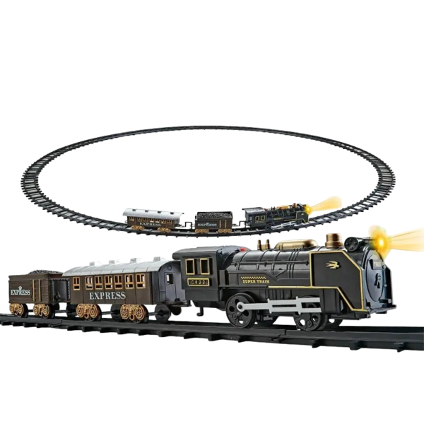 Trenulet electric cu sunete si lumini, cu sine, 98 cm, 15 piese